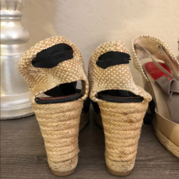 SOLD Christian Lounoutin lace up wedge 38.5 & 38 - Picture 5 of 12